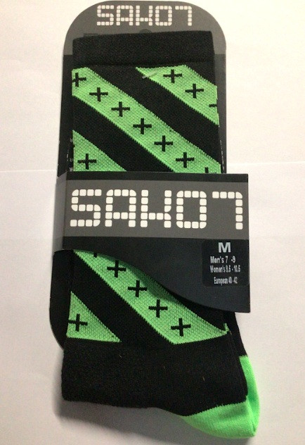 SAKO7 Socks BON COURAGE Black/Green - Size XL