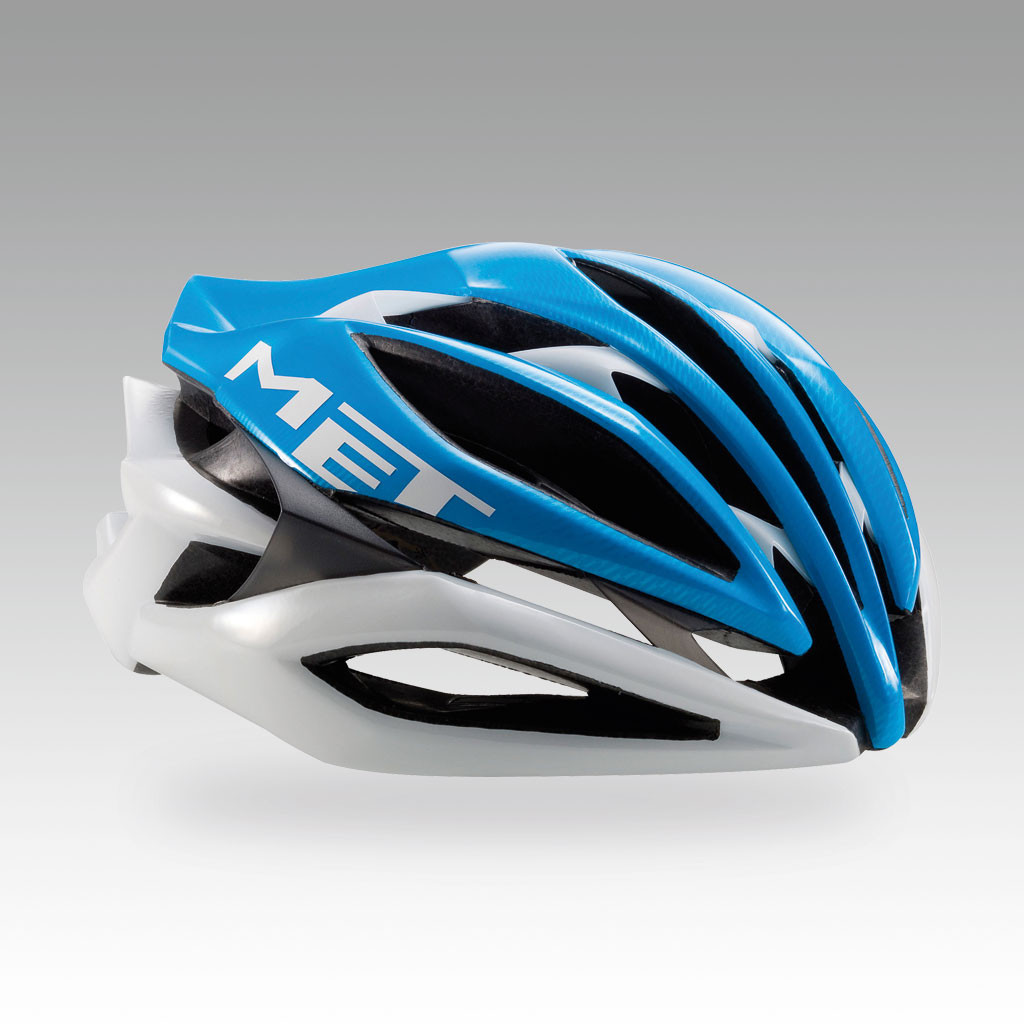 MET Casque SINE THESIS Taille L (58cm - 61cm) Glossy Blanc/Cyan (3HELM74LOCI)