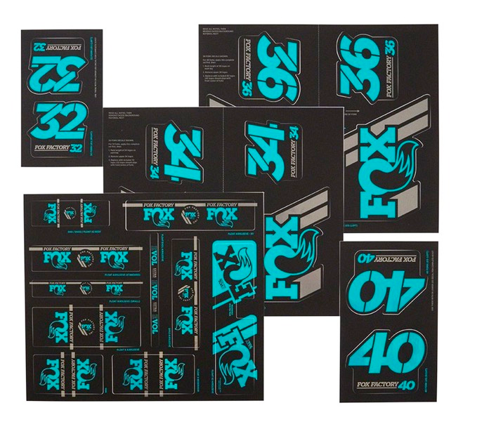 FOX RACING SHOX Kit Stickers Heritage Decal for Forks and Shocks Turquoise  (803-01-364)