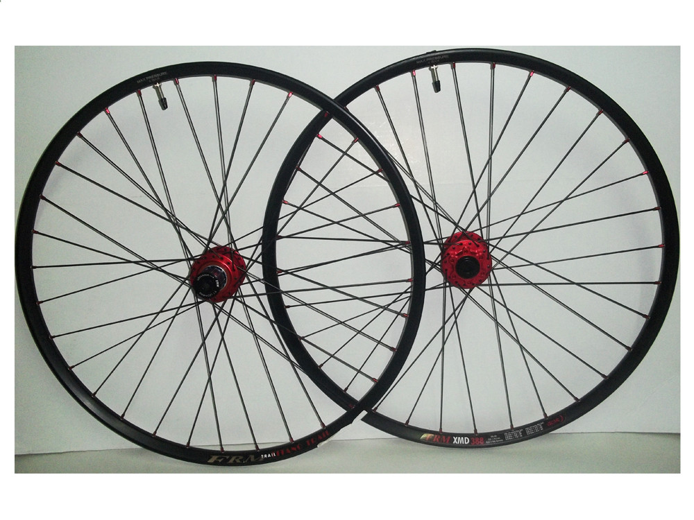 FRM Wheelset Trail Titanium Disc 6 bolts (Thru axle 10x100mm / 10x135mm) Black/Red