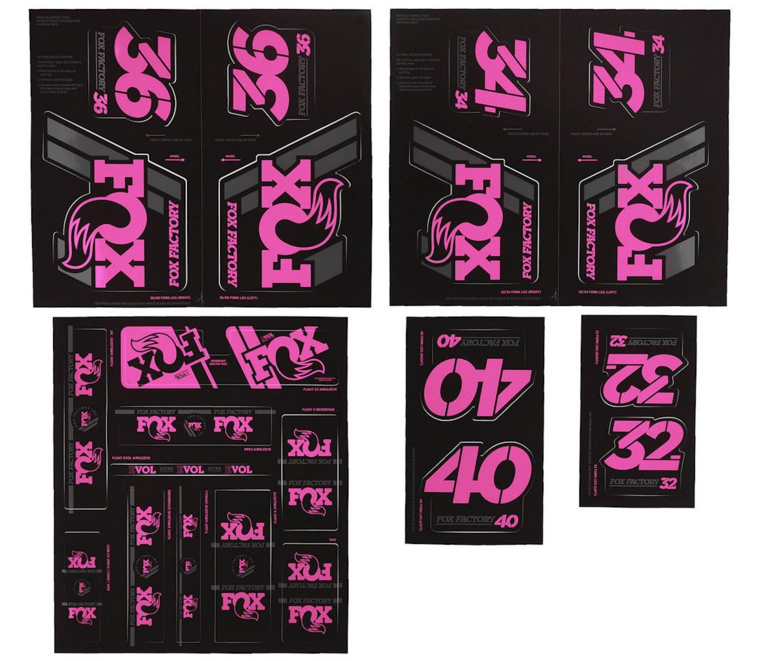 FOX RACING SHOX Kit Stickers Heritage Decal for Forks and Shocks Pink (803-01-337)