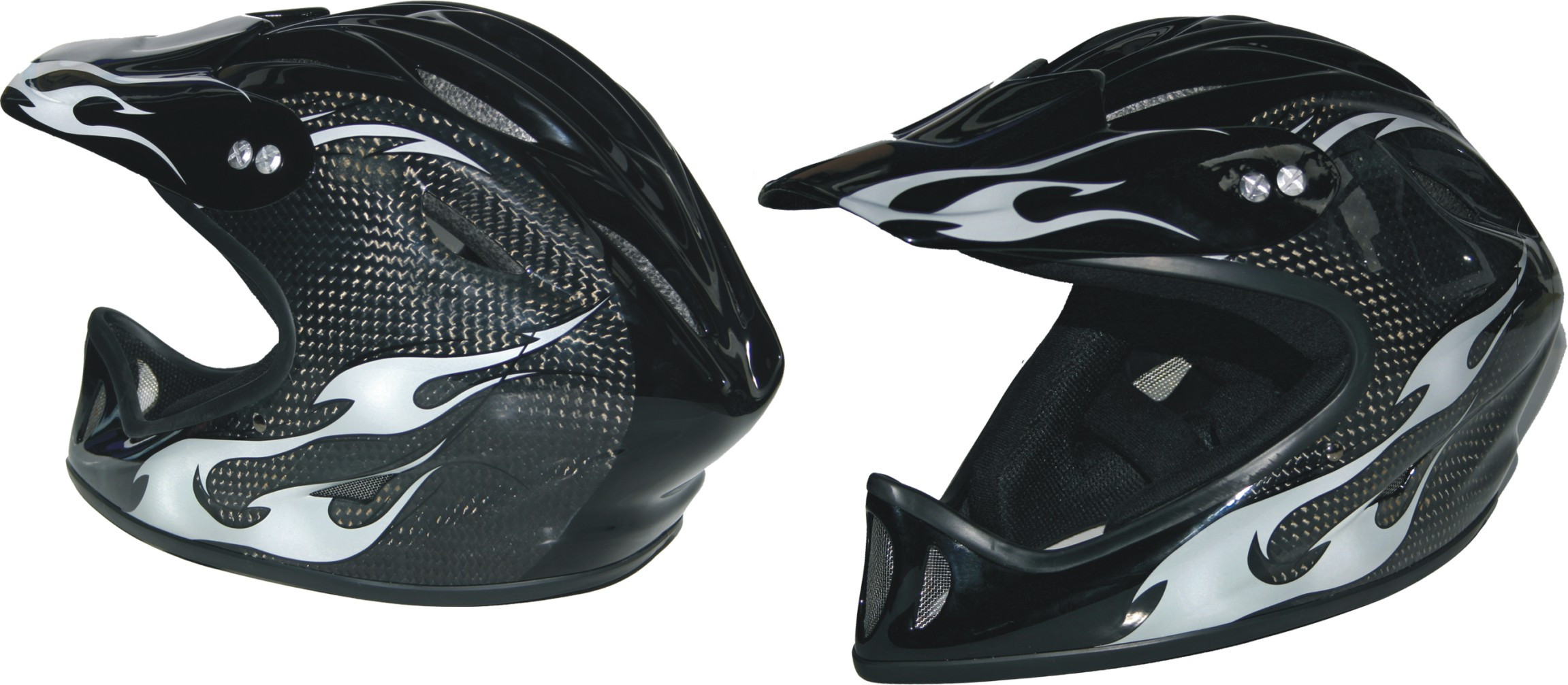 SHOCK THERAPY Helmet Full Face Silver Flame Carbon Black Size S/M (80092/C/SM)