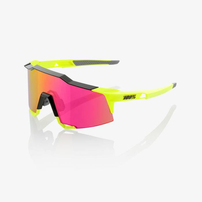100% Sunglasses SPEEDCRAFT Tall Polished Black/Fluorescent Yellow (61001-014-72)