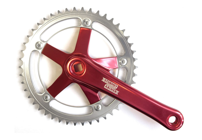 STURMEY ARCHER Chainset 46T 170mm Square w/o BB Polished Red (FCT66RA-RED-BOX)