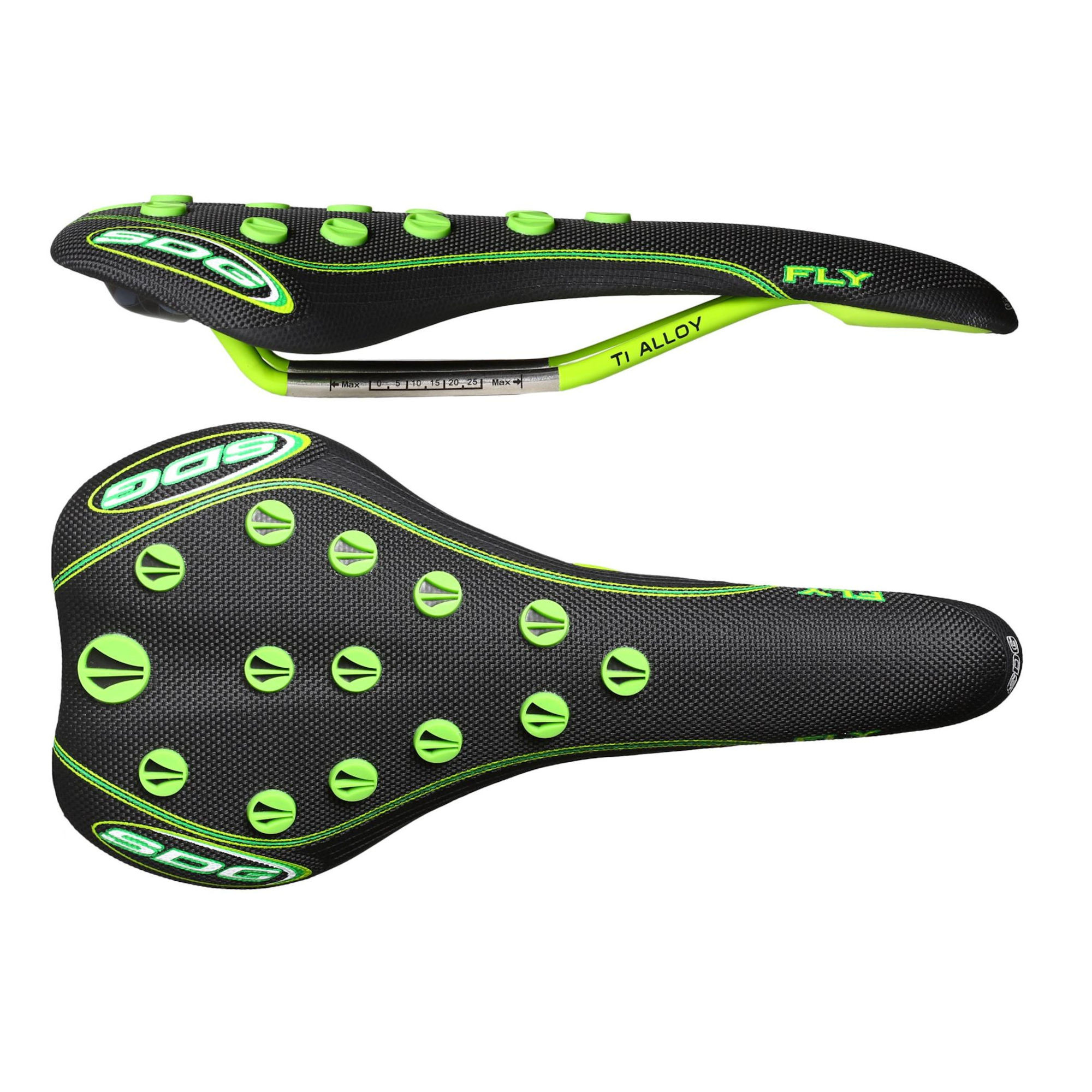 SDG Saddle FLY Ti-Alloy Storm All Weather Black/Green (06415)