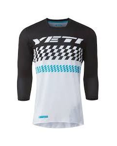 YETI Jersey 3/4 Enduro Black Turq Checker Size MD (W23TMMD0087)